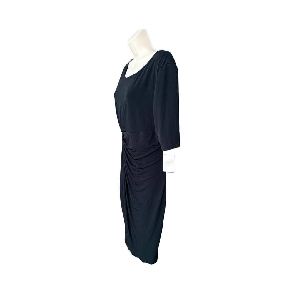 Connected Plus Size Side Drape, Sarong Sheath Dress. Black, Size 16. NWT - Picture 4 of 9